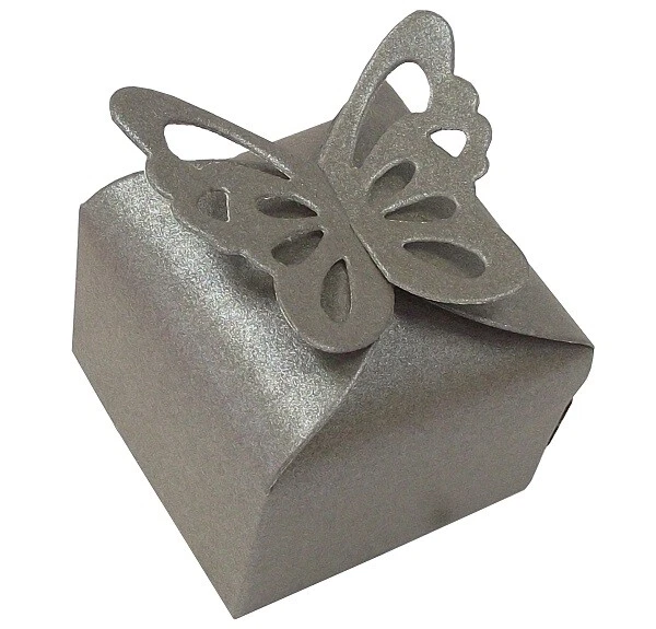 Pewter favour box main 10 PEWTER LUXURY SHIMMER BUTTERFLY FAVOUR BOXES - Image 1