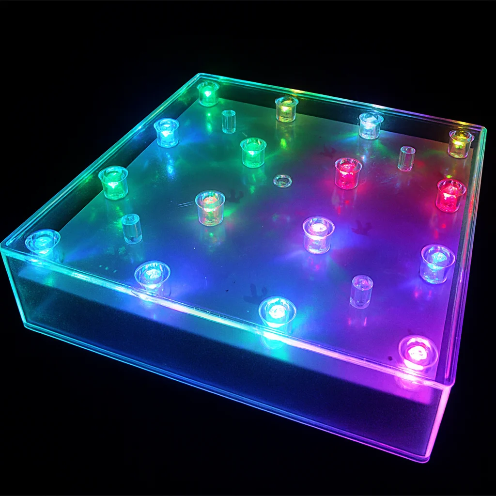 RGB square base RGB LED SQAURE VASE BASE 16 SUPER BRIGHT LIGHTS UPLIGHT VASE DISPLAY - Image 2