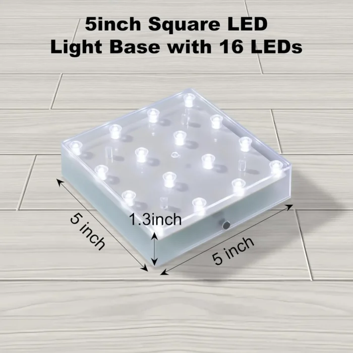 WHITE LED SQAURE VASE BASE 16 SUPER BRIGHT LIGHTS UPLIGHT VASE DISPLAY - Image 3