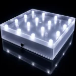 WHITE LED SQAURE VASE BASE 16 SUPER BRIGHT LIGHTS UPLIGHT VASE DISPLAY