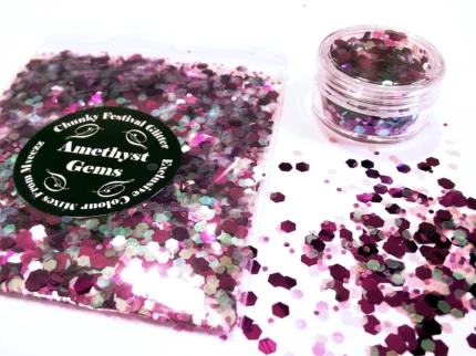 Amethyst gems festival glitter face body makeup