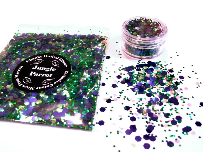 Jungle parrot festival glitter face body makeup - Image 1