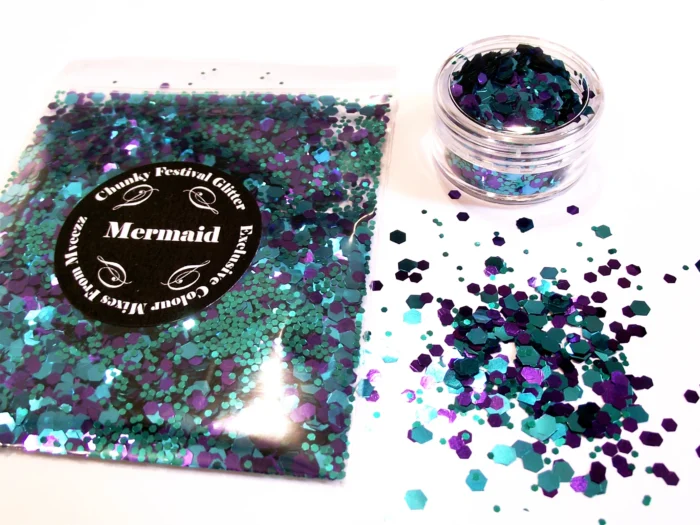 Mermaid festival glitter face body makeup - Image 1