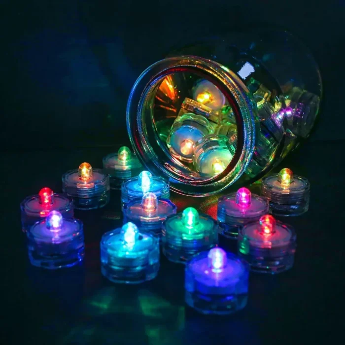 10 RGB Submersible LED Lights Waterproof Underwater Vase Tea Lights Candles - Image 3