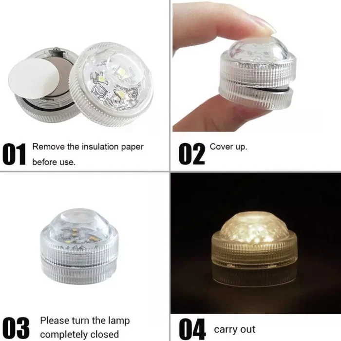SUBMERSIBLE 3 WHITE LED LIGHT WATER PROOF TEA LIGHT BRIGHT - Image 5